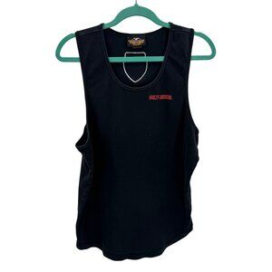 Harley-Davidson Black Cotton Tank Top Men XL Embroidered Logo Front & Logo Patch